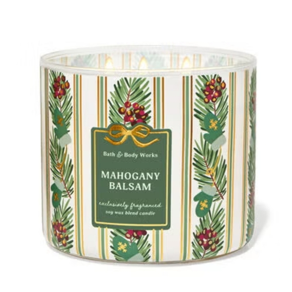 🛍BOGO 50% OFF🎄🕯NWT‼️Bath & Body Works "Mahogany Balsam" 3-wick Candle - Picture 7 of 10